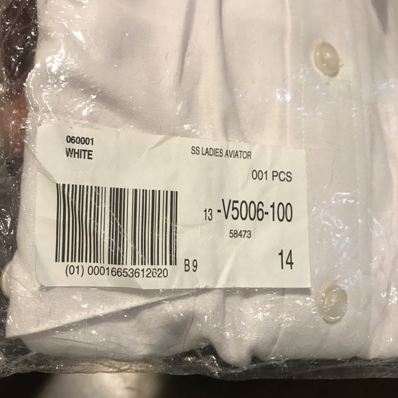 Size 14 Van Heusen short sleeve white female aviator pilot shirt NWT - Picture 6 of 8